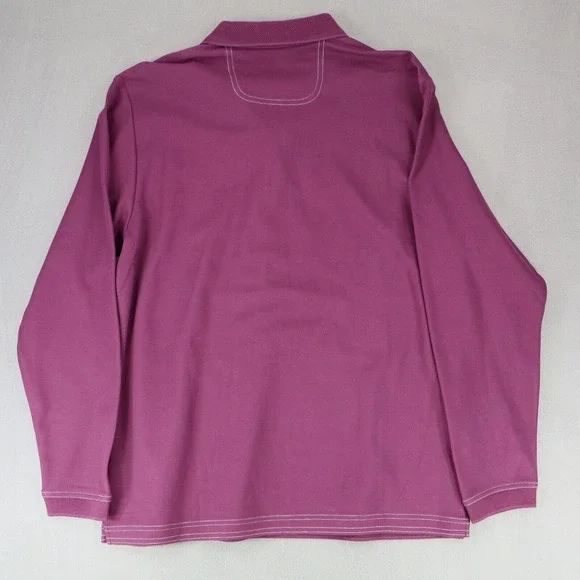 Tommy Bahama Polo Shirt Emfielder‎ Pique Embroidered Dark Purple LS Medium M